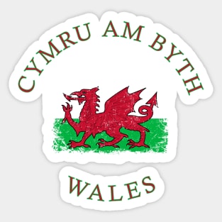 Flag of Wales UK Cymru Am Byth - seal - symbol - logo emblem retro vintage Sticker